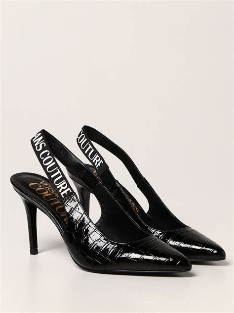 versace collection patent leather strap shoe|Versace slingback shoes.